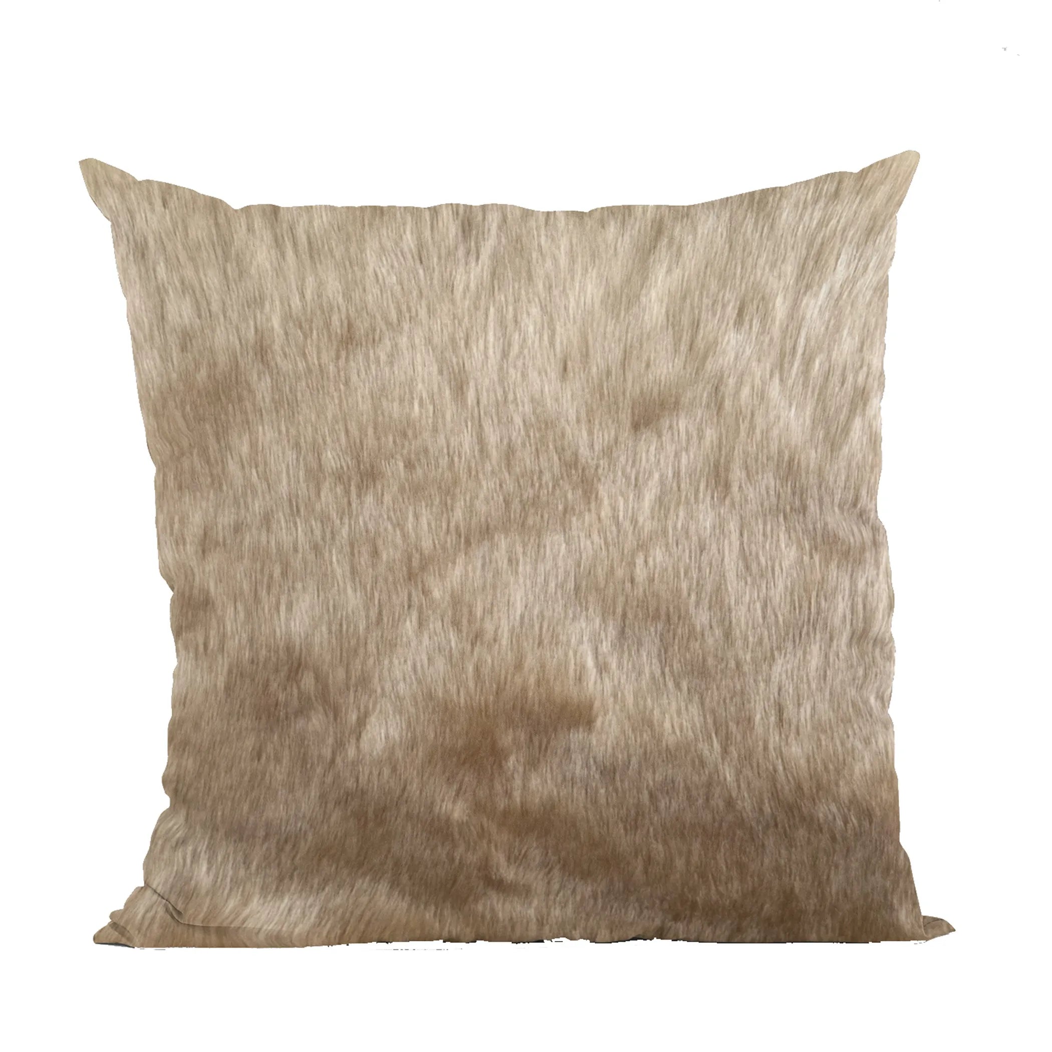 Brown Gold Rabbit Animal Faux Fur Luxury Throw Pillow