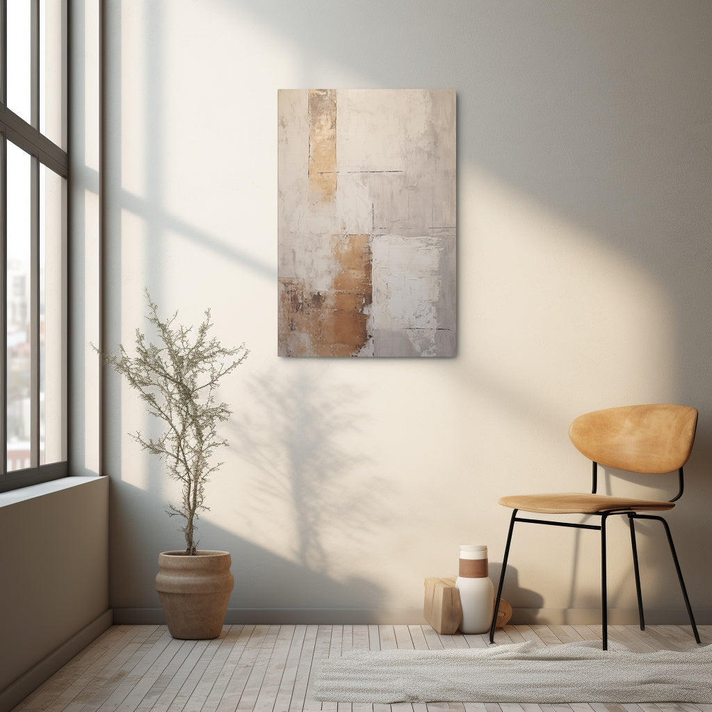 Abstract Neutral Wall Art - Canvas Print Gallery Wrap - Contemporary Rustic