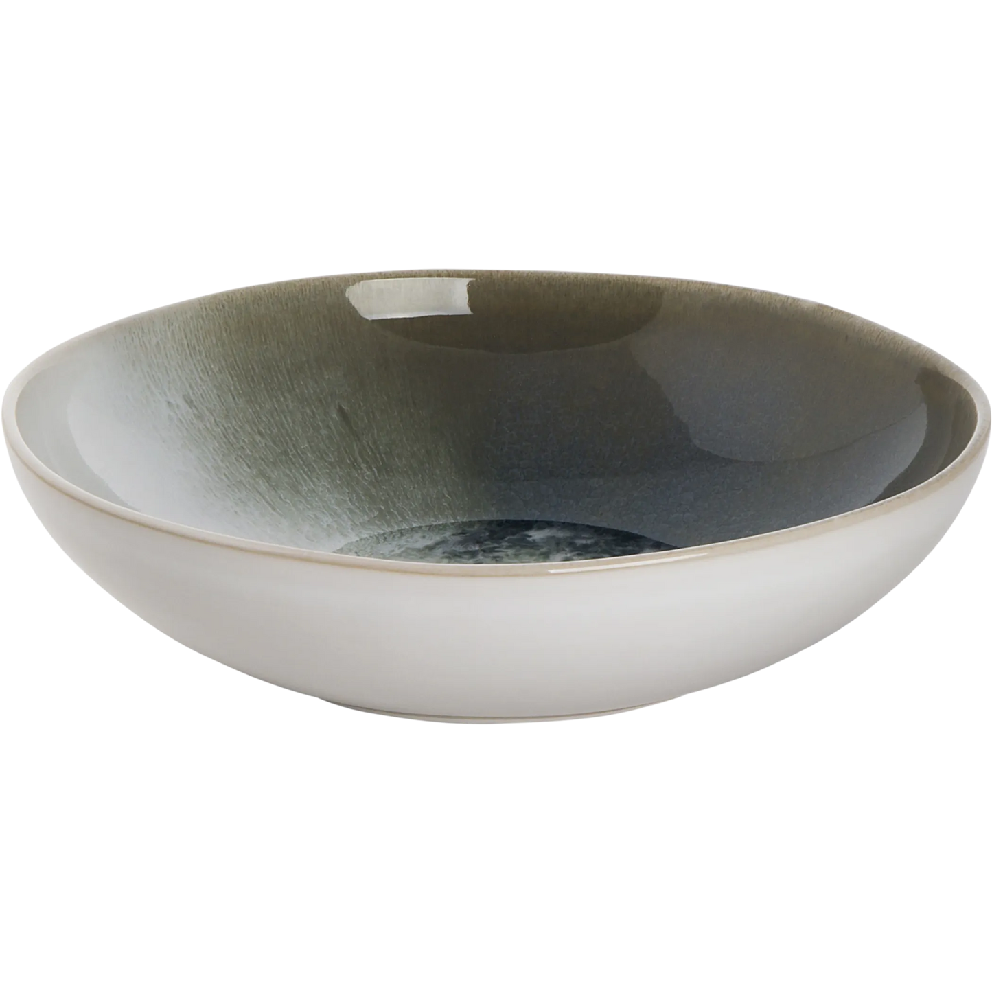 Plate Deep White/Green Nordic - Portuguese stoneware