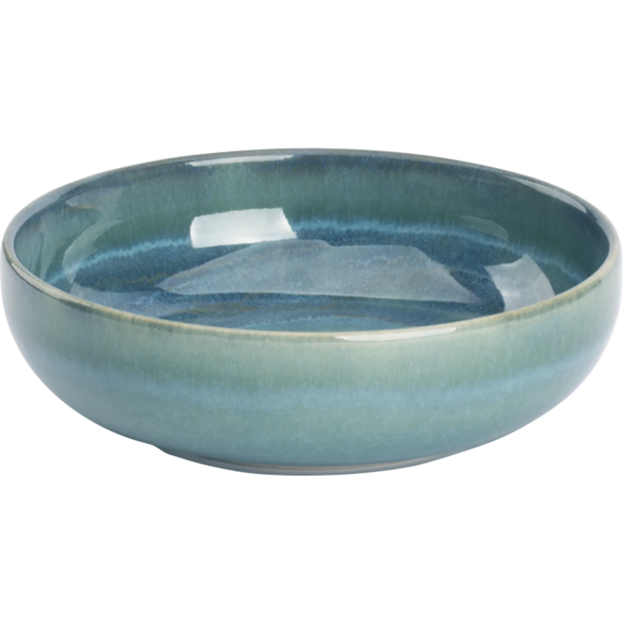 Portuguese Teal & Green Stoneware Deep Bowl – 16 cm / 6.3 in | 21 oz