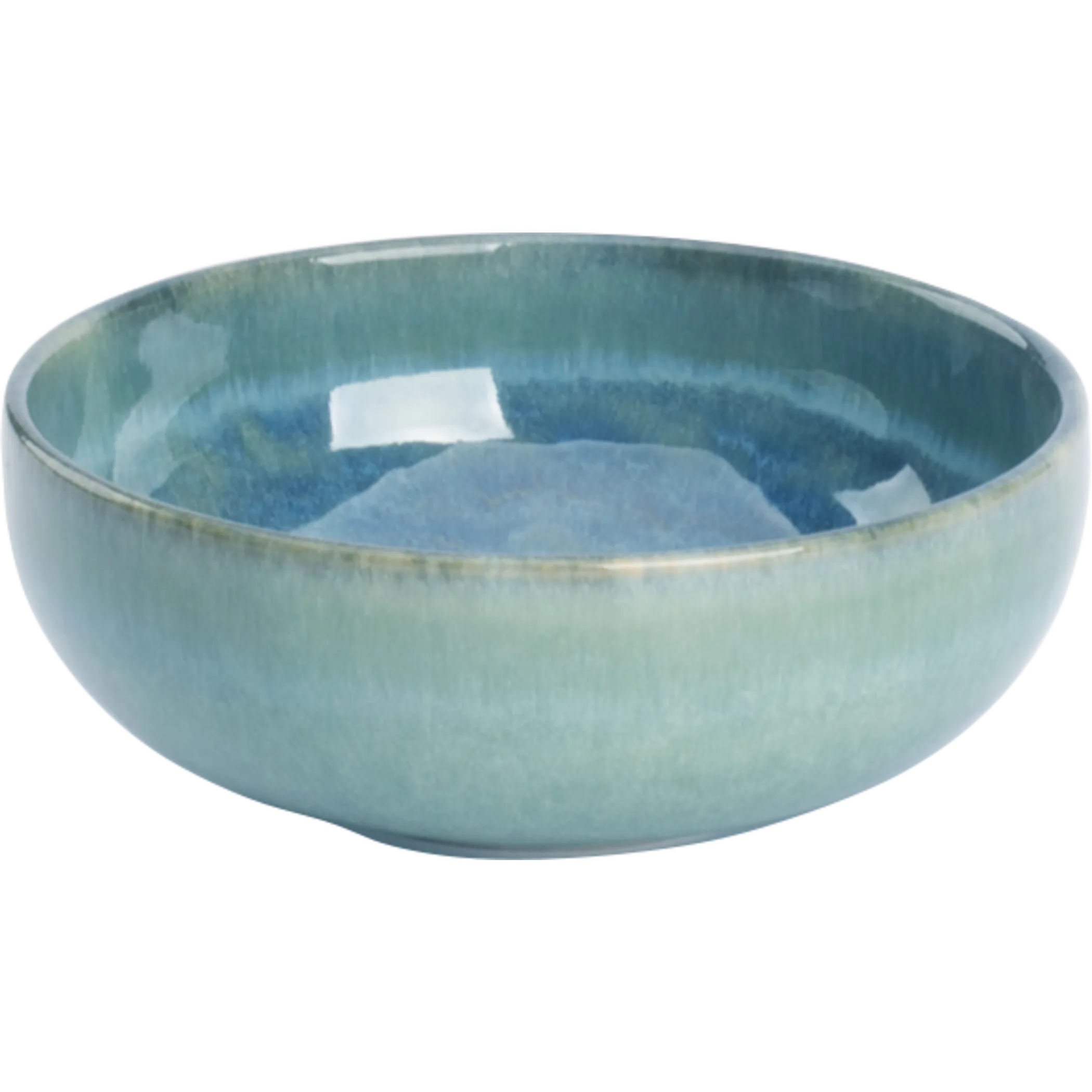 Portuguese Teal & Green Stoneware Deep Bowl – 12 cm / 4.75 in | 11 oz
