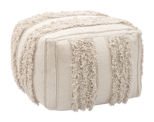 Peru Ottoman Beige Woven Cotton Boho Minimalist Design 18"x18"