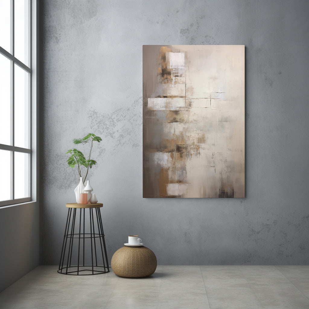 Abstract Neutral Wall Art - Canvas Print Gallery Wrap - Off-White Color Block