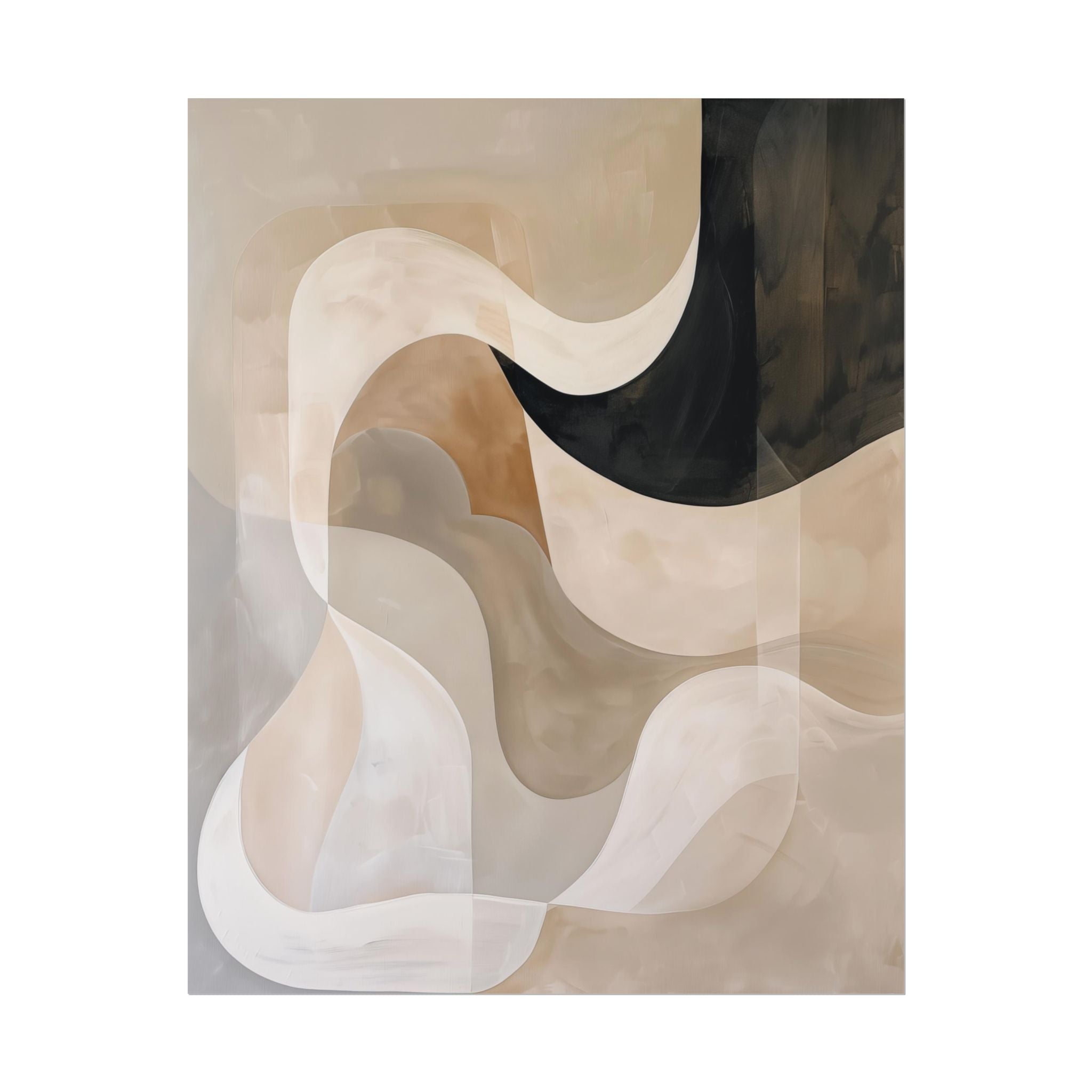 Abstract Curves Wall Art Print - Neutral and Black