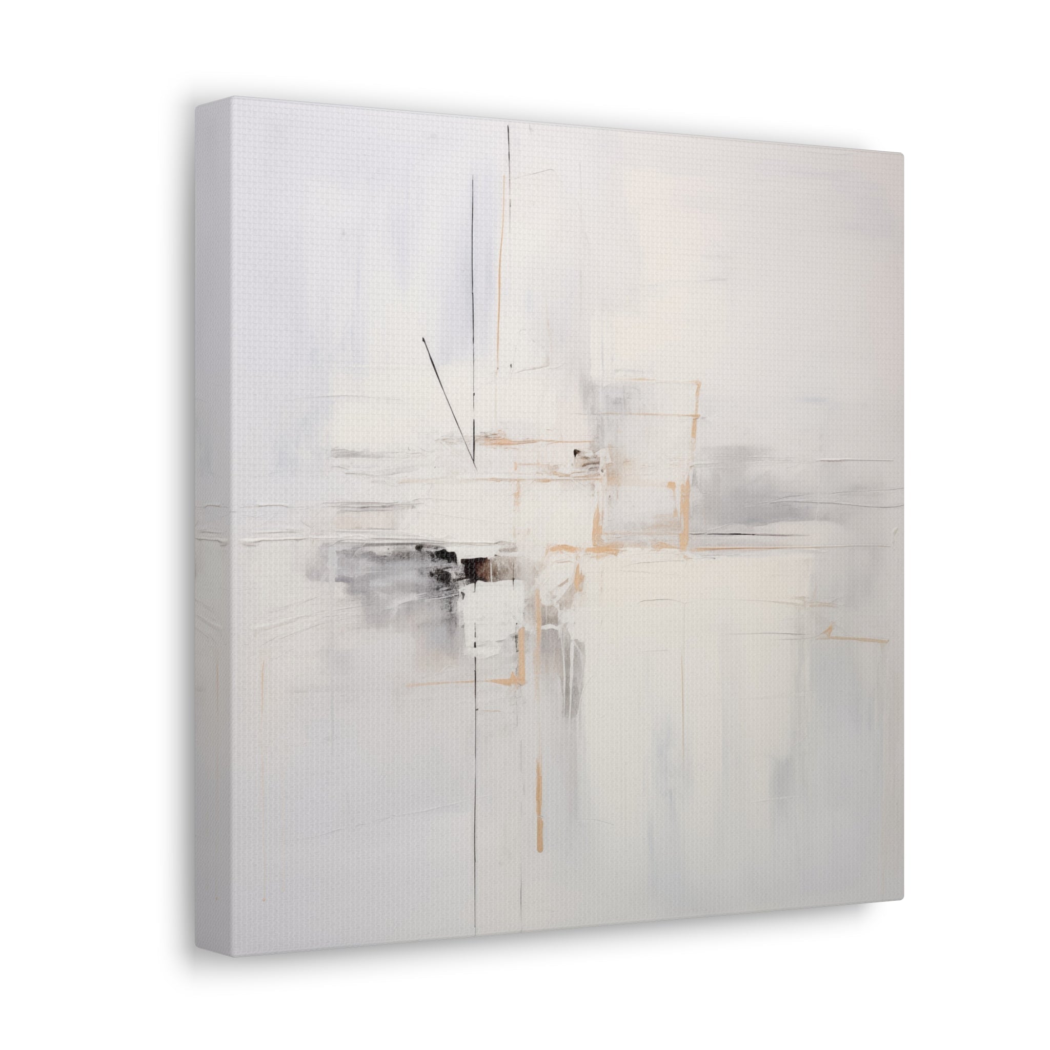 White Abstract Wall Art - Canvas Print Gallery Wrap - Neutral Light Gray palette side view