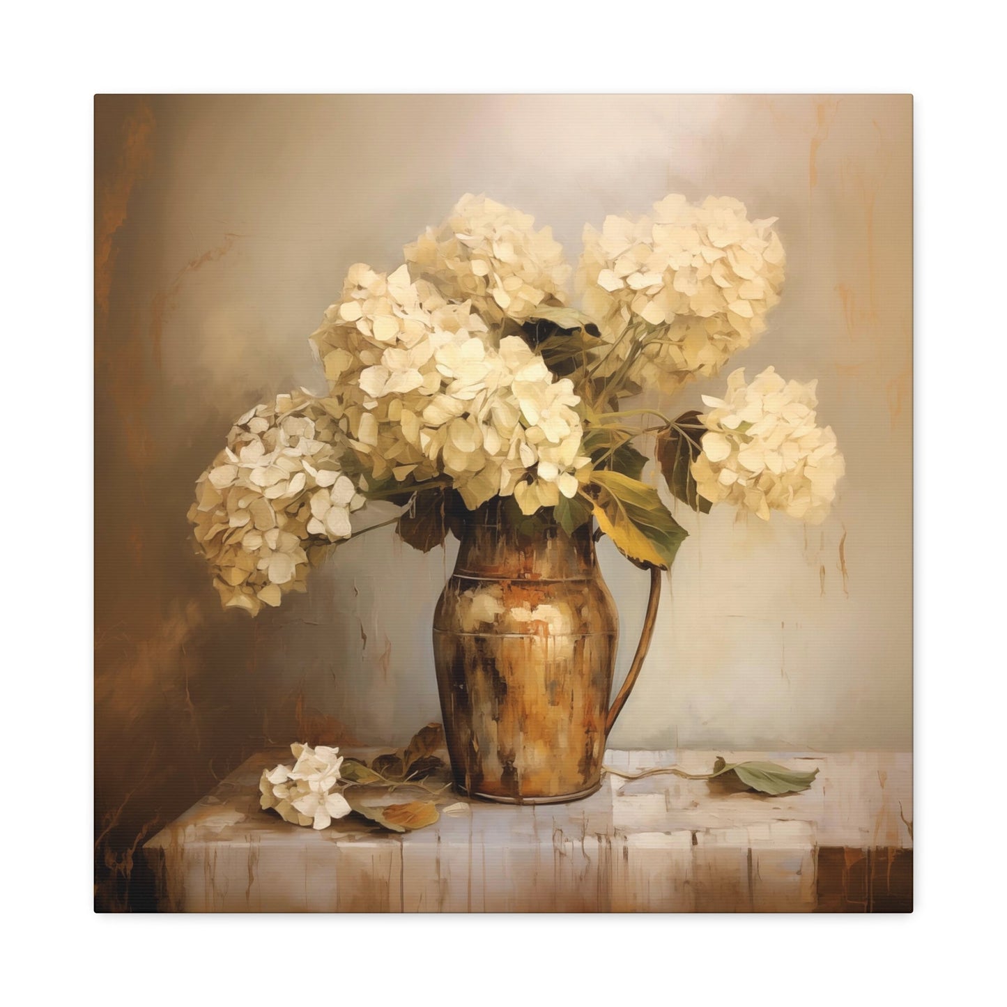 White Hydrangeas Wall Art - Canvas Print Gallery Wrap - Still Life