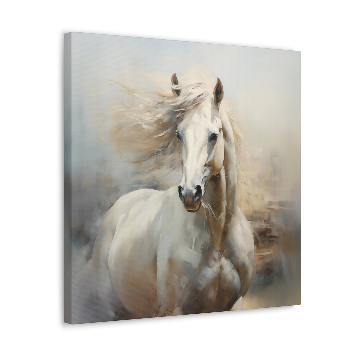 White Horse Wall Art - Canvas Print Gallery Wrap - Illustration