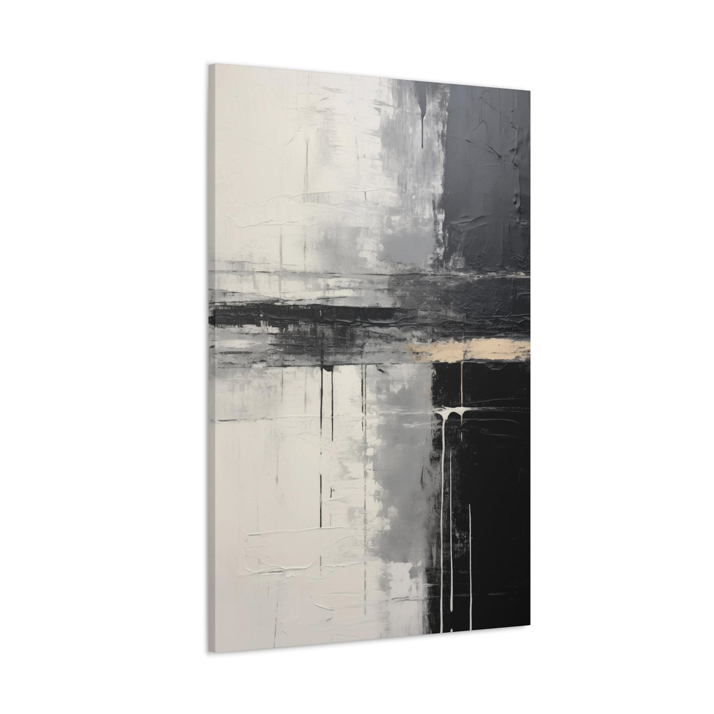 Abstract Canvas Print Gallery Wrap - Neutral and Black Palette