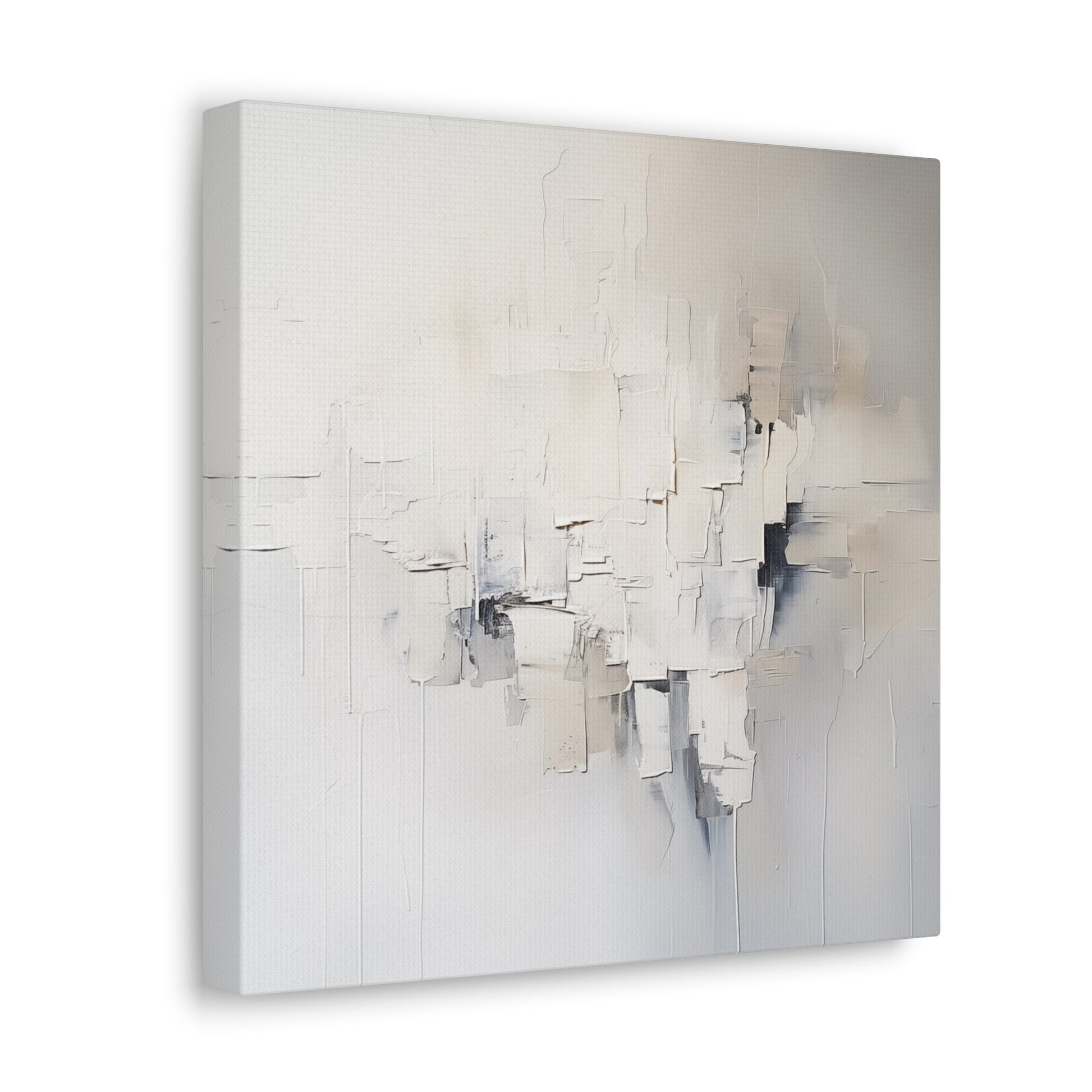 White Abstract Wall Art - Canvas Print Gallery Wrap - Neutral Light Gray Palette