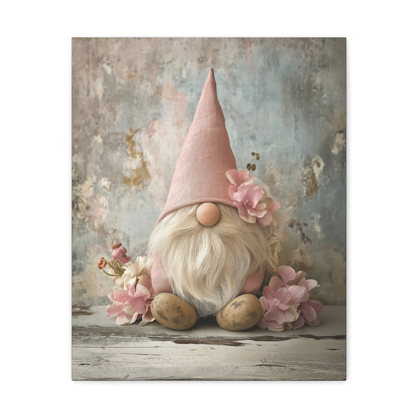 Pink Gnome Wall Art - Canvas Print Gallery Wrap - Shabby Chic