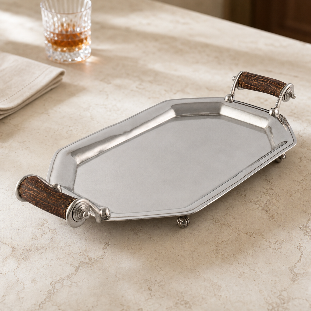 Parlor Tray with Composite Antler Handles