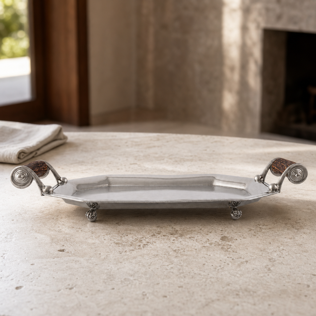 Parlor Tray with Composite Antler Handles