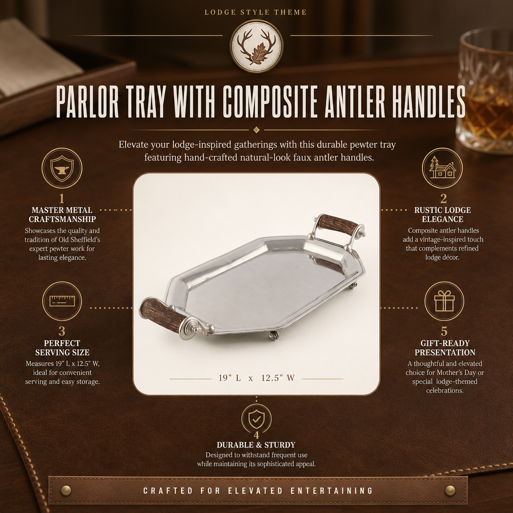 Parlor Tray with Composite Antler Handles