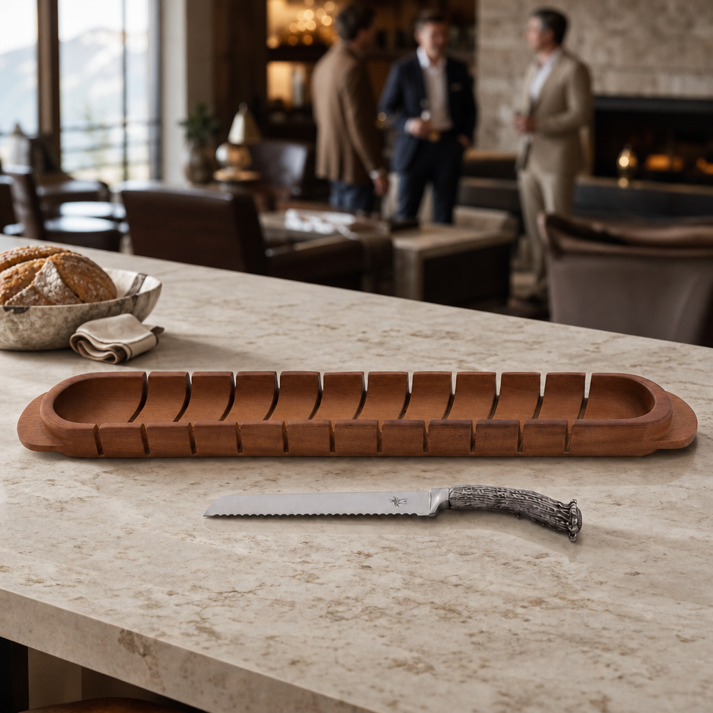 Baguette Board with Antler Bread Knife