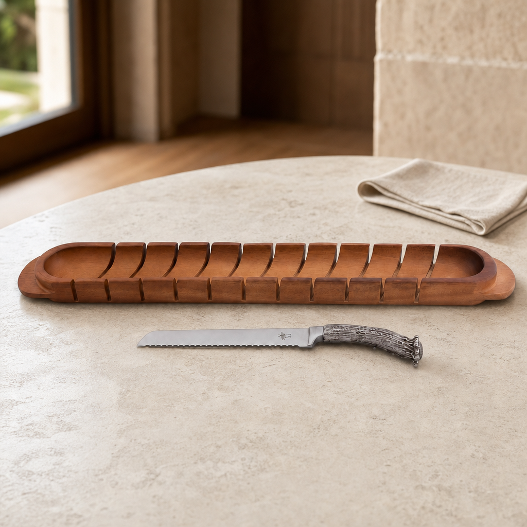 Baguette Board with Antler Bread Knife