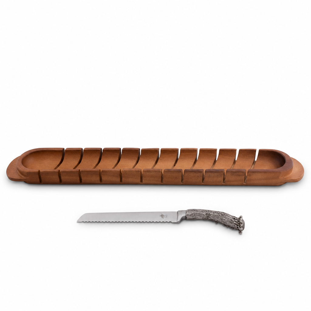 Baguette Board with Antler Bread Knife