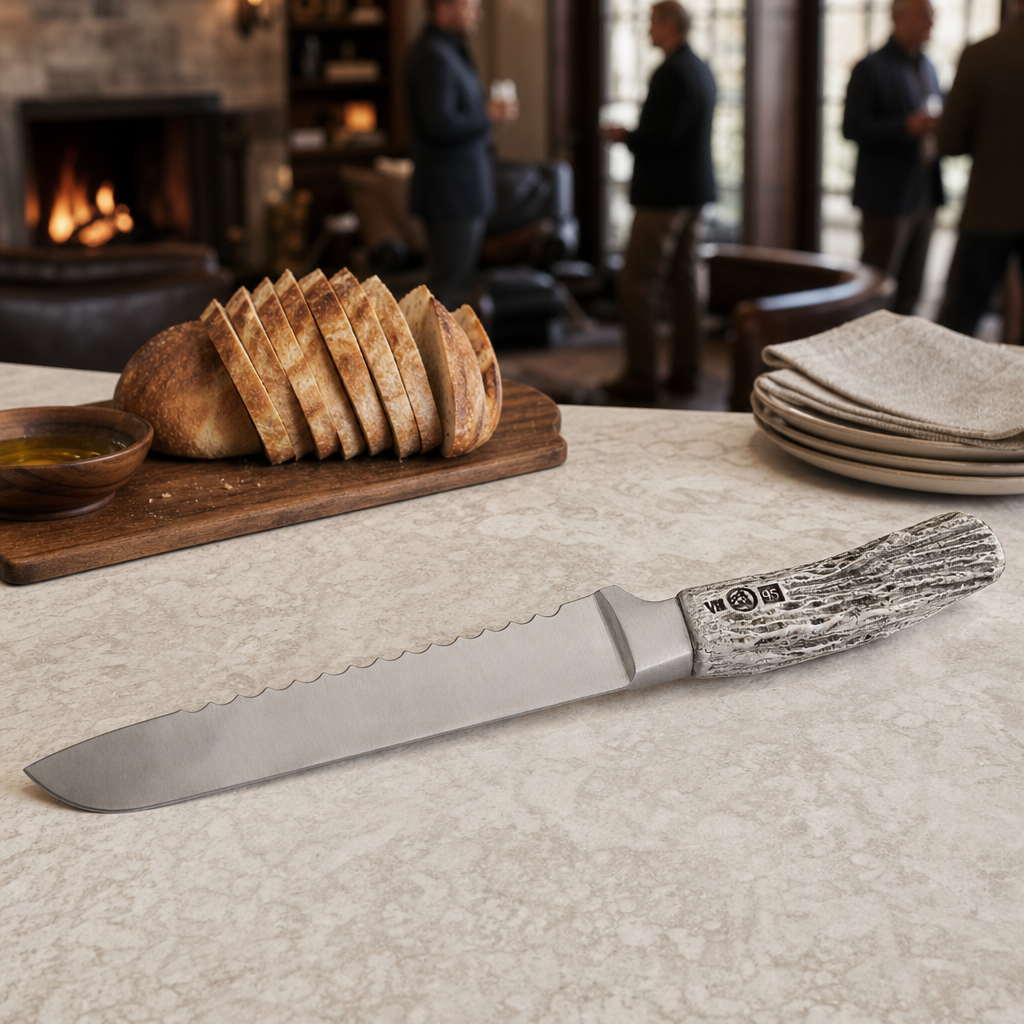 Baguette Board with Antler Bread Knife