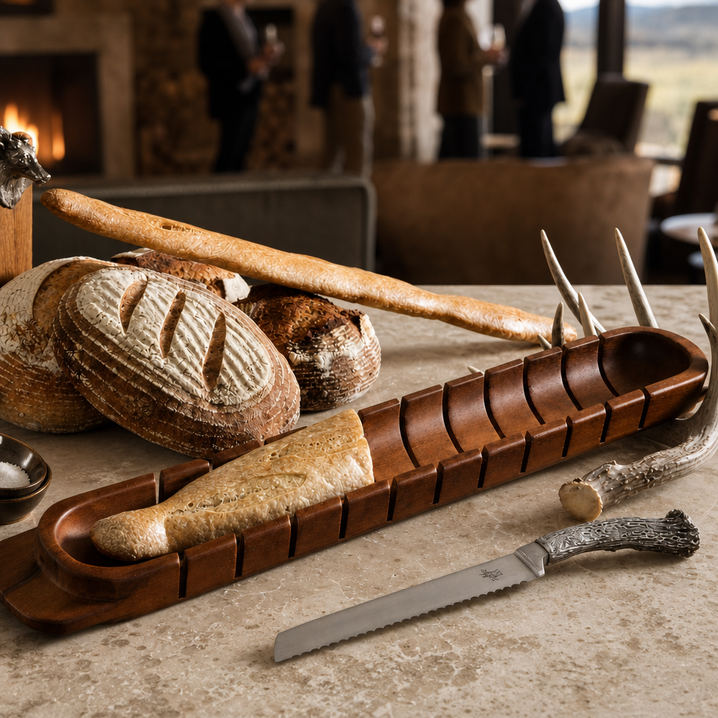 Baguette Board with Antler Bread Knife