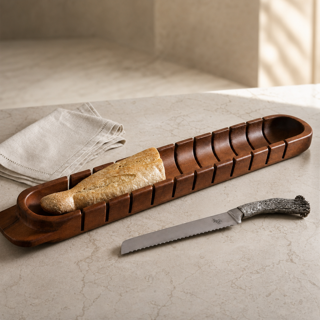 Baguette Board with Antler Bread Knife