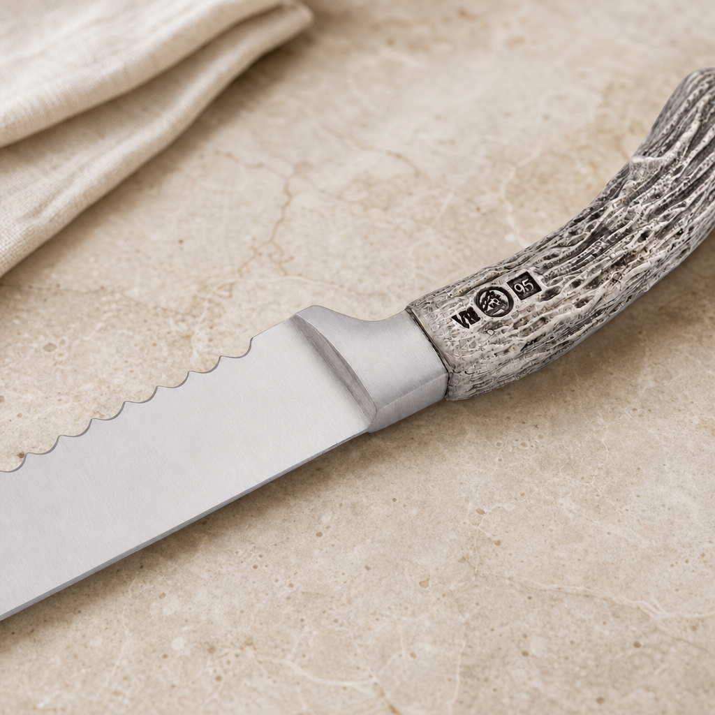 Round Bread Board with Antler Knife