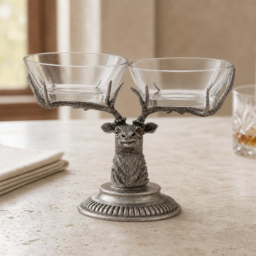 Stag Head Double Condiment Bowl