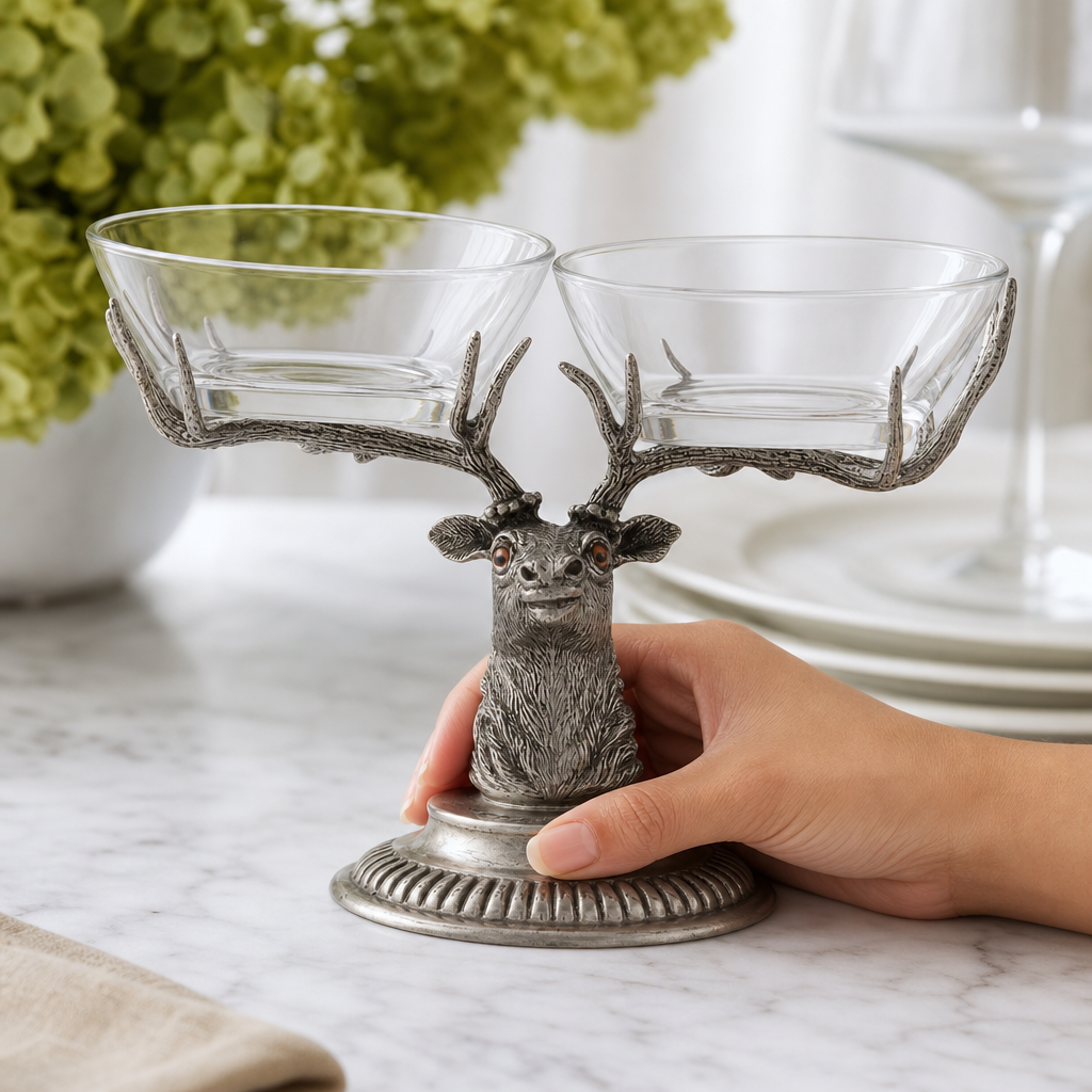 Stag Head Double Condiment Bowl
