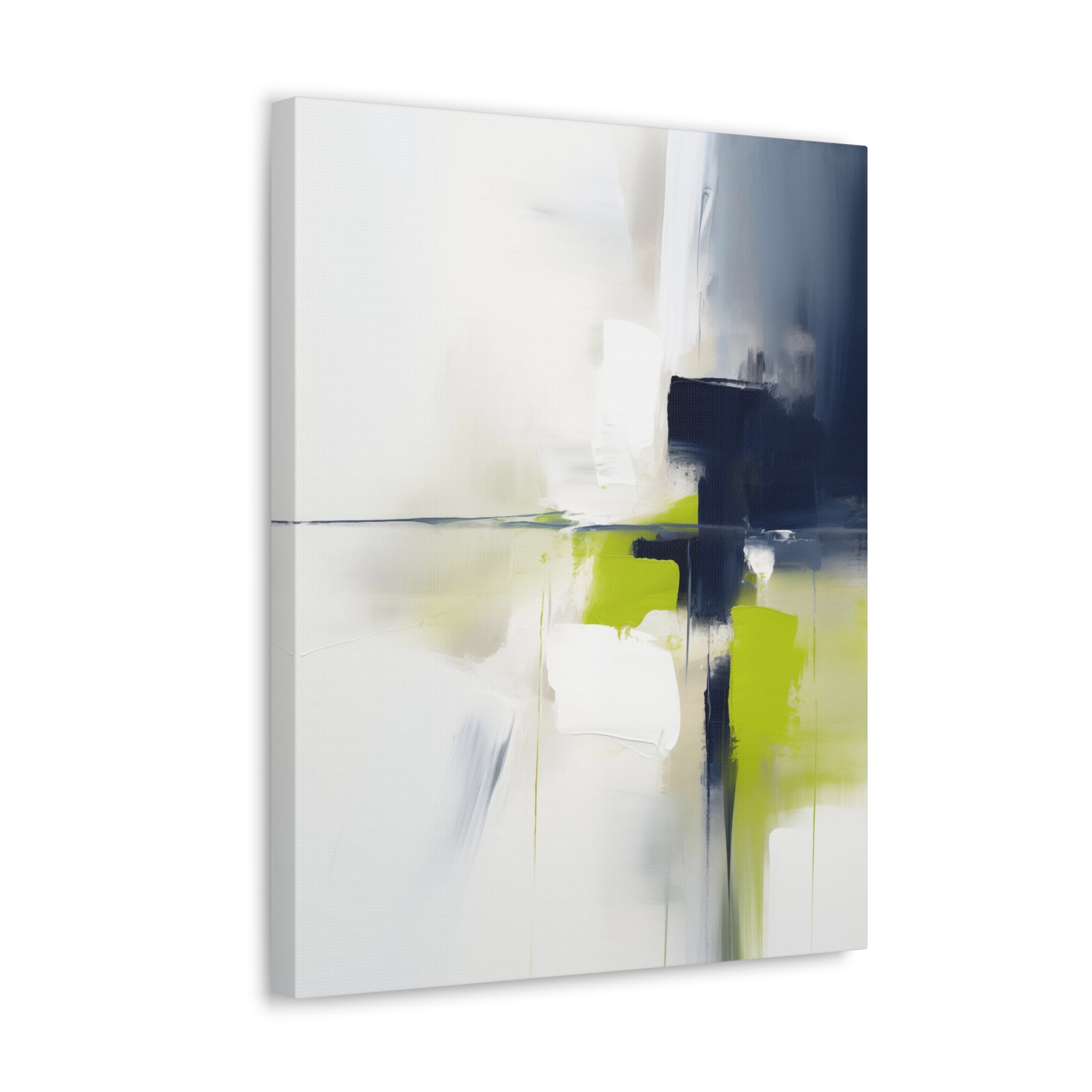 Abstract Wall Art - Canvas Gallery Wraps - Navy Blue and Lime