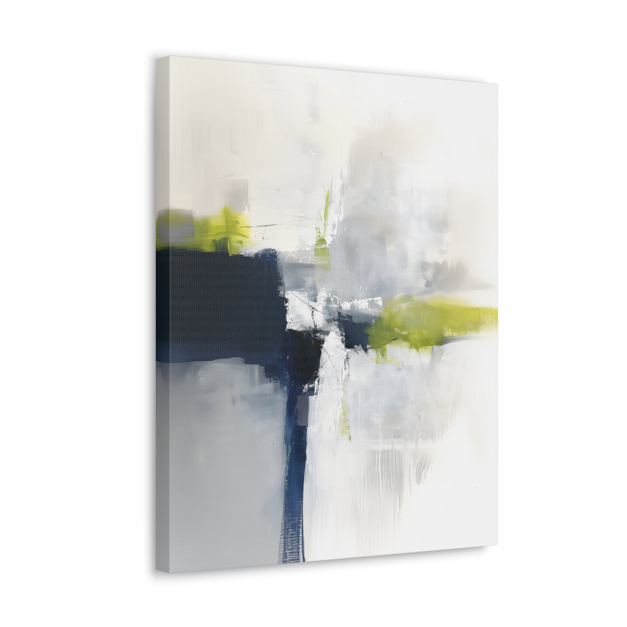 Abstract Wall Art - Canvas Print Gallery Wrap - Navy Blue and Lime