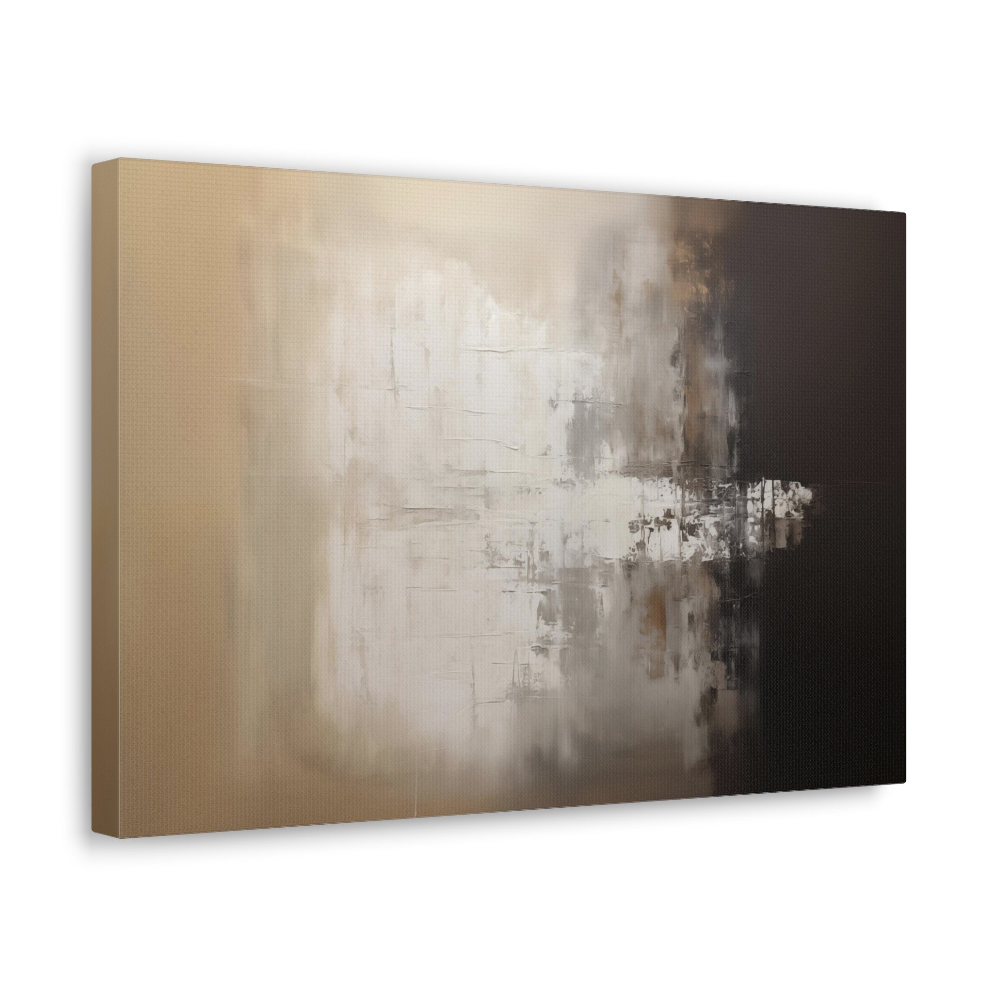 Abstract Neutral Wall Art - Canvas Print Gallery Wrap - Two-toned Ochre and Black