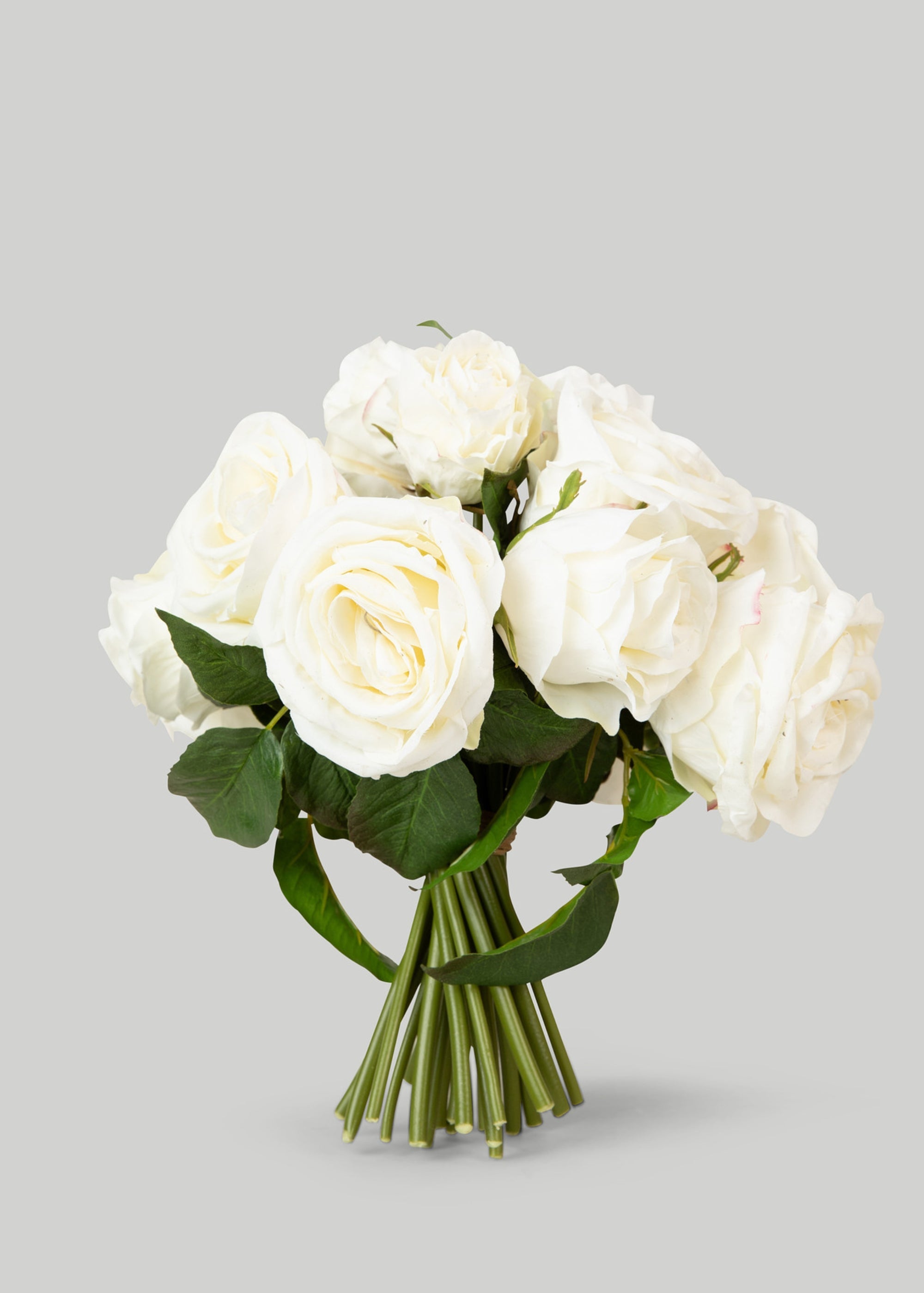 Premium Faux-Ever Rose Bouquet in Cream - 12"