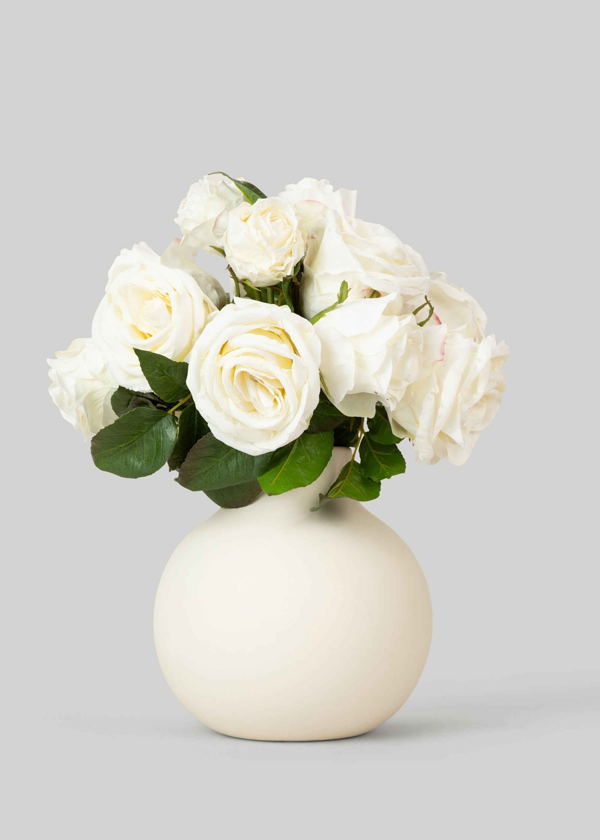 Premium Faux-Ever Rose Bouquet in Cream - 12"