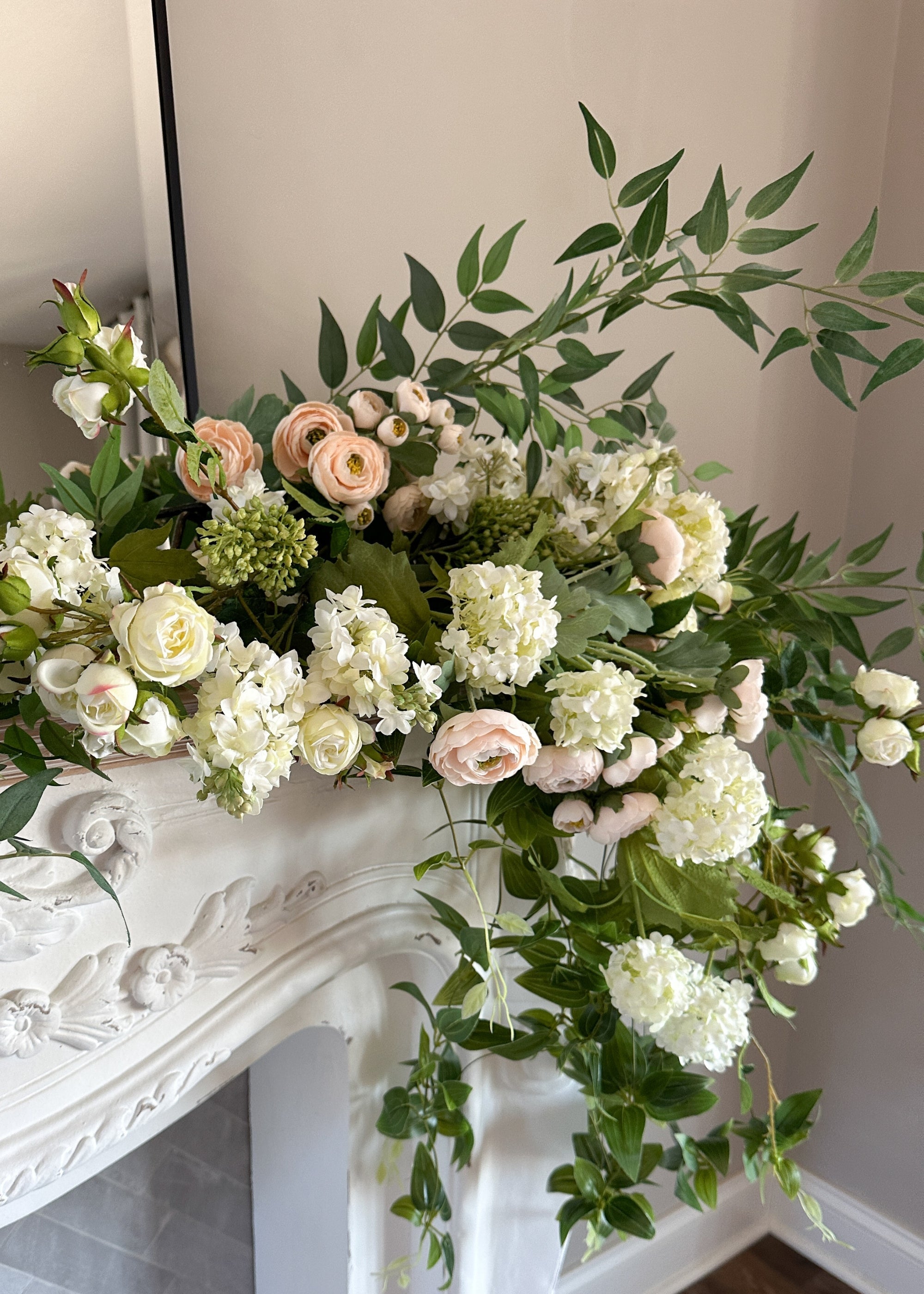 Artificial Blooming Ranunculus Flowers in Blush Peach - 21"