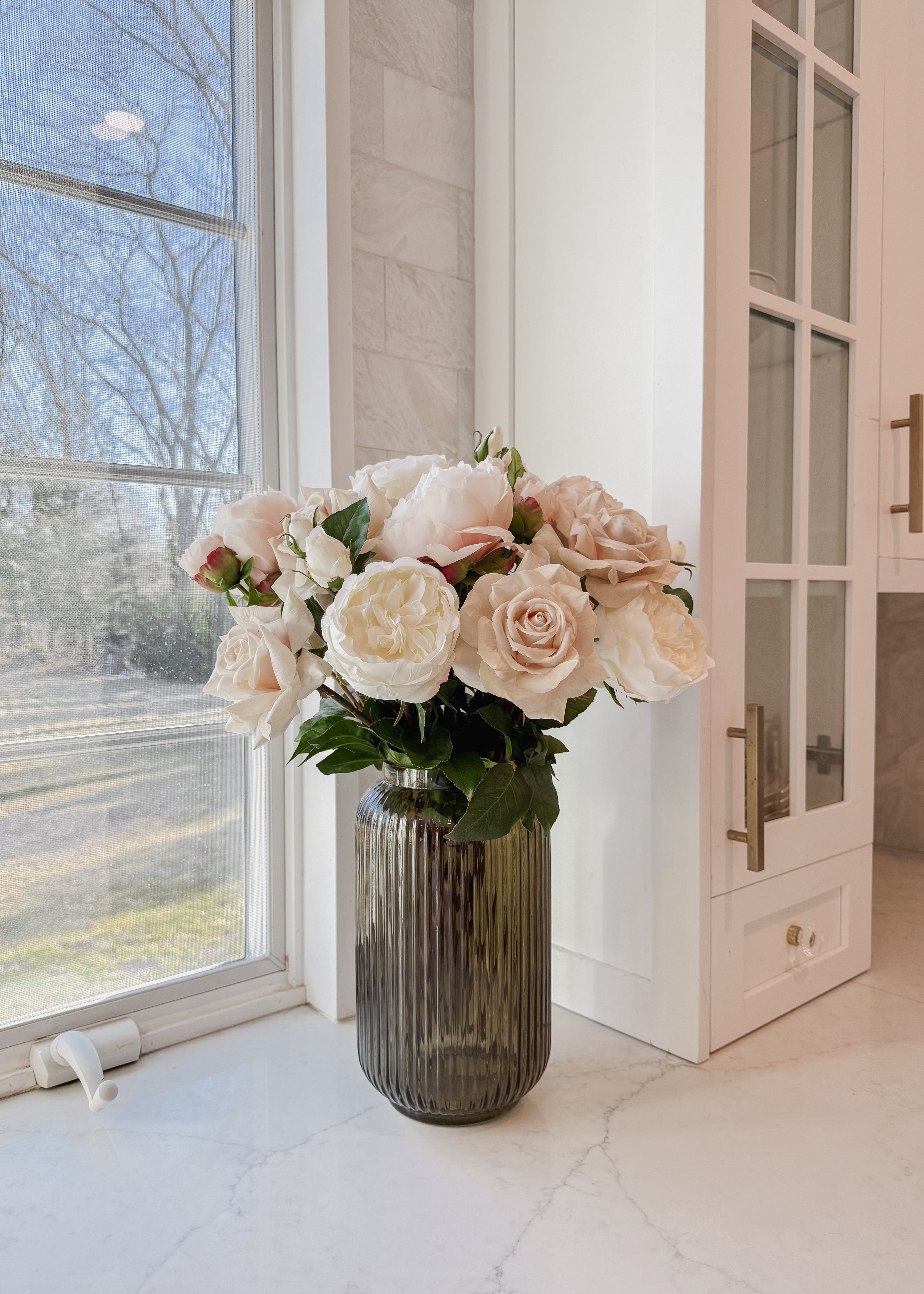 Real Touch Fake Flower English Rose with Bud - 21"