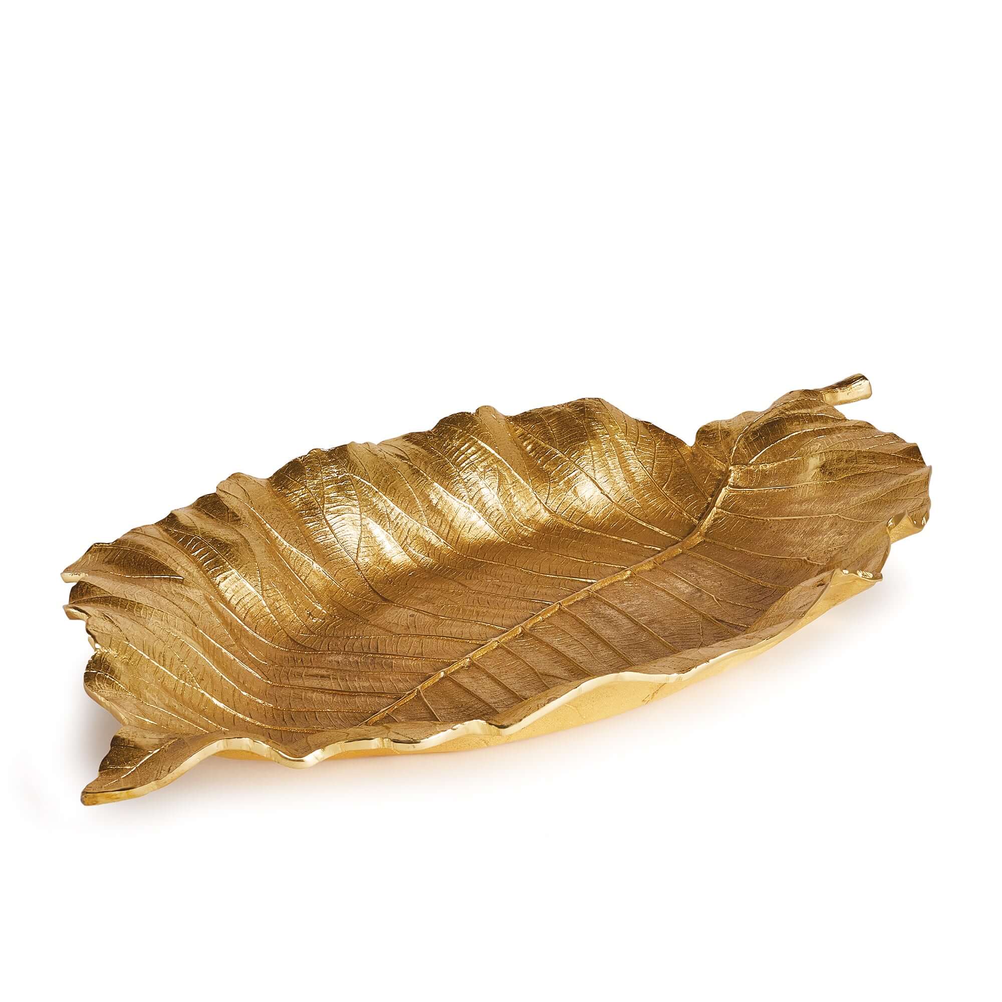 Antique Gold Leaf Shaped Accent Tray