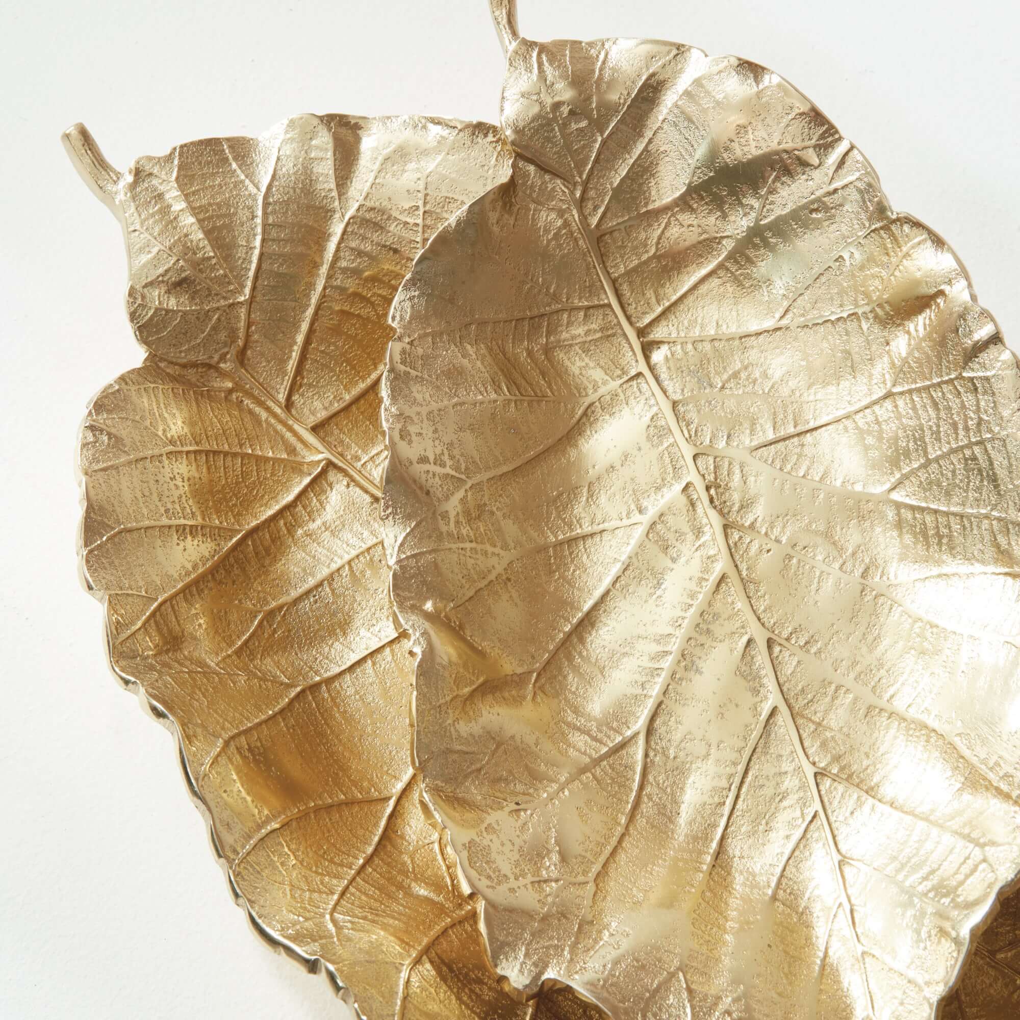 Antique Gold Leaf Shaped Accent Tray