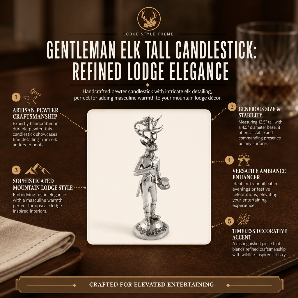 Gentleman Elk Tall Candlestick