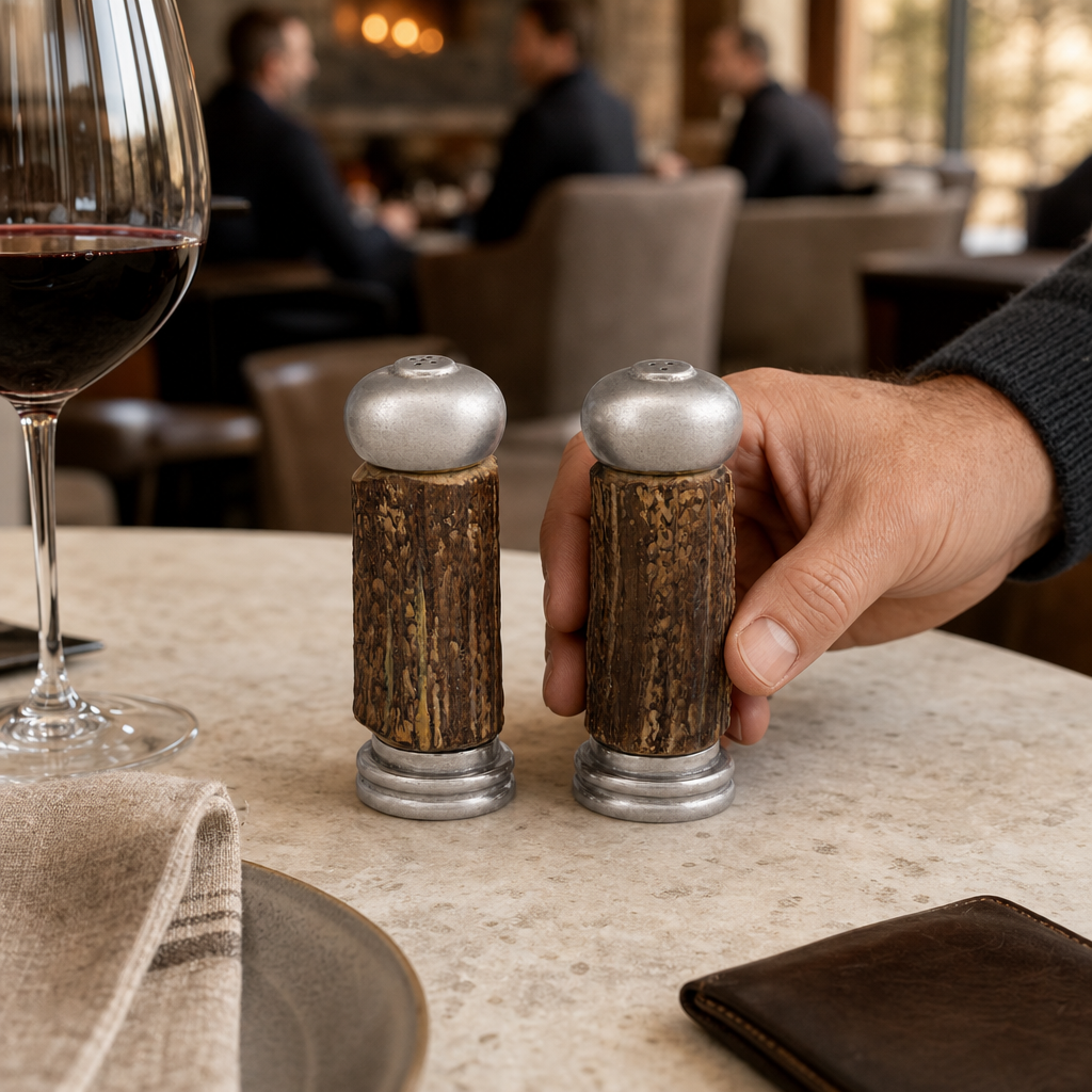 Antler with Pewter Salt & Pepper Set