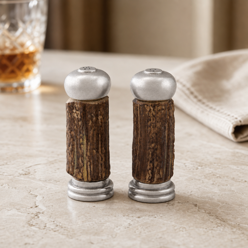 Antler with Pewter Salt & Pepper Set