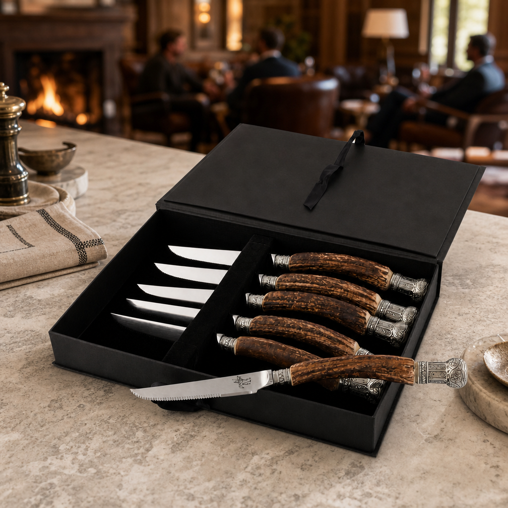 Composite Antler King Crown Steak Knife Set