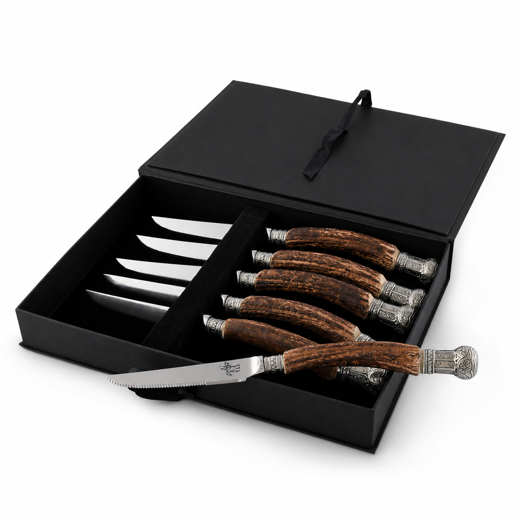 Composite Antler King Crown Steak Knife Set