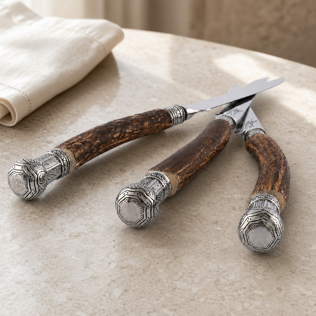 Composite Antler King Crown Steak Knife Set
