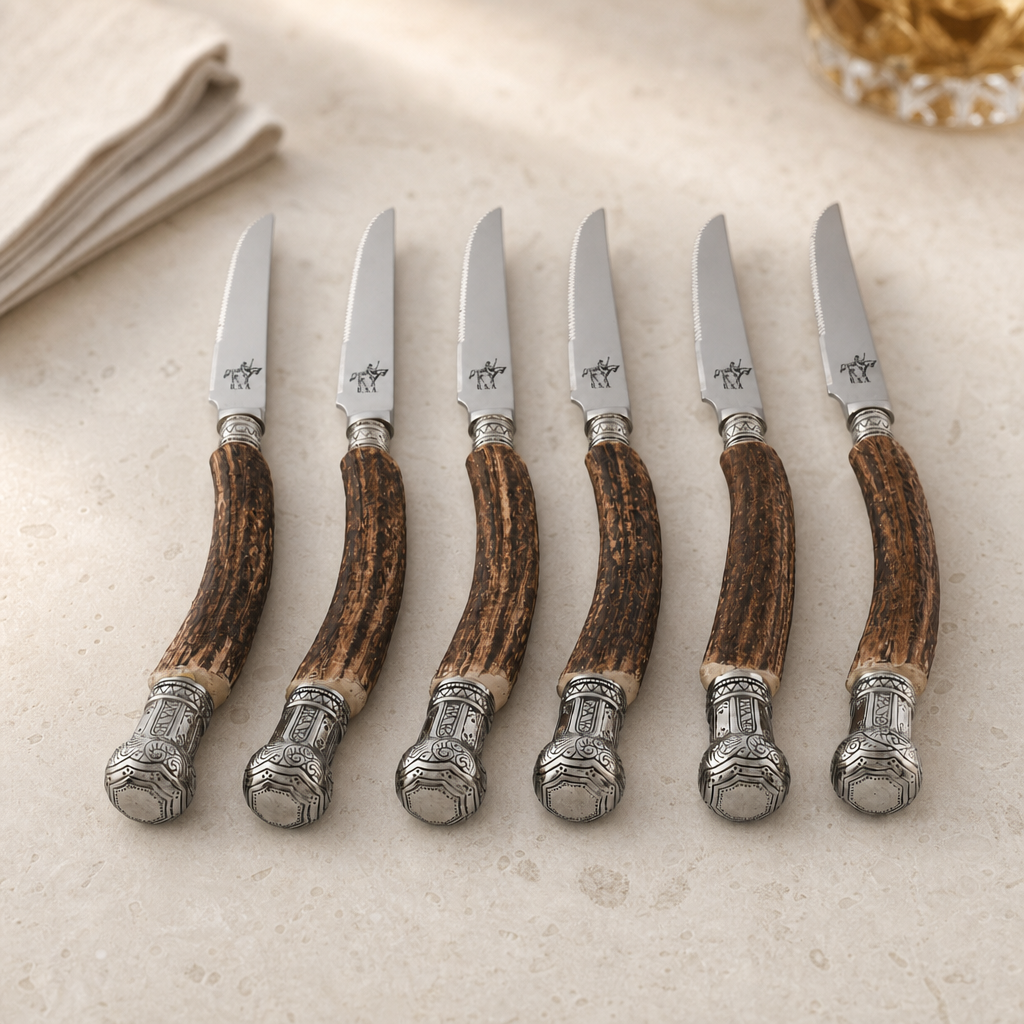 Composite Antler King Crown Steak Knife Set