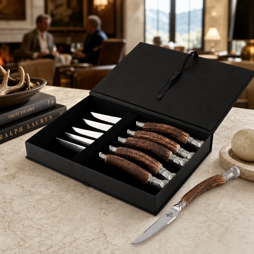 Composite Antler King Crown Steak Knife Set