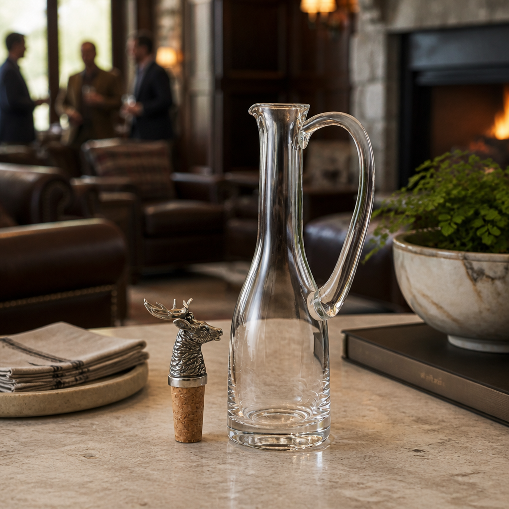 Cruet Bottle with Pewter Elk Head Cork Stopper