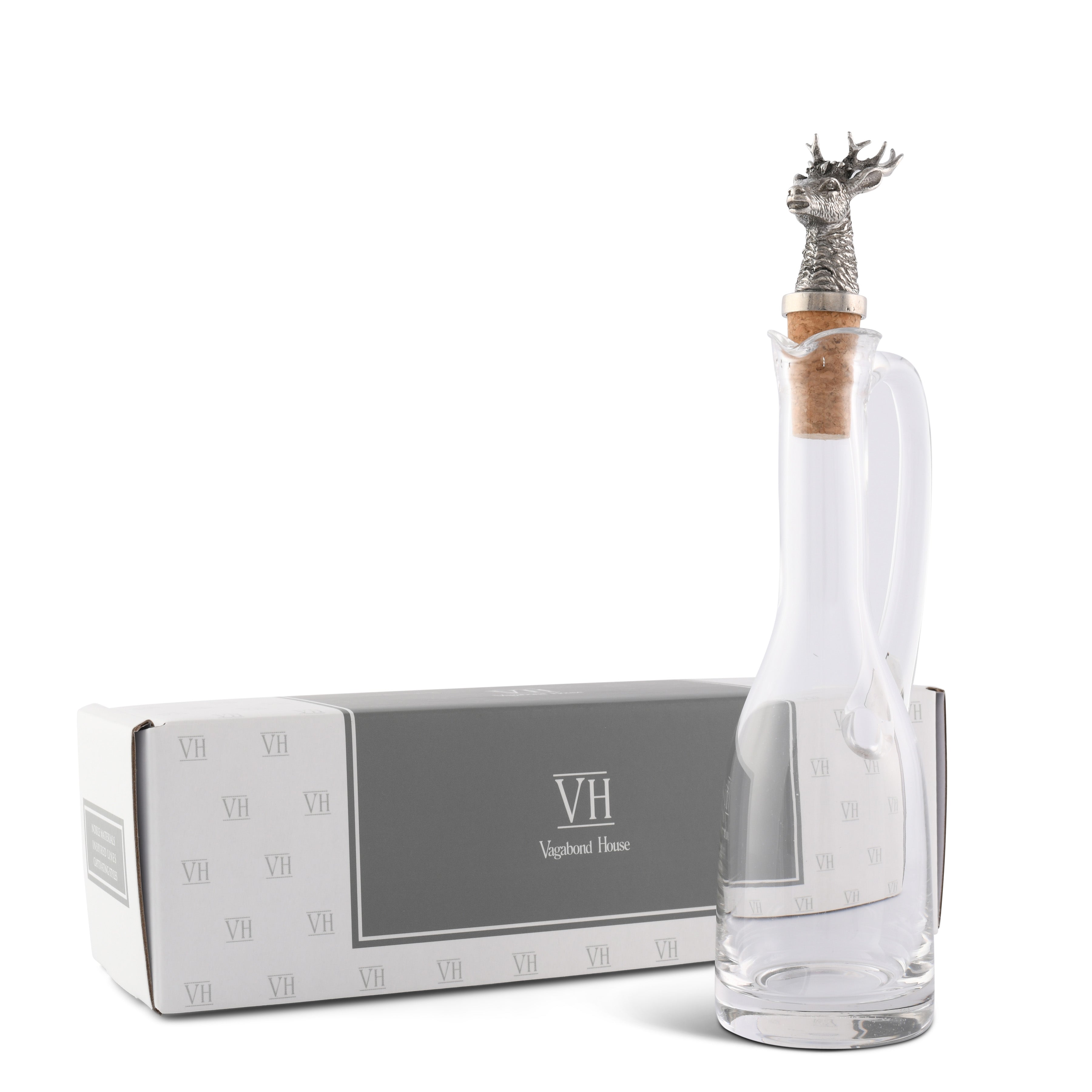 Cruet Bottle with Pewter Elk Head Cork Stopper