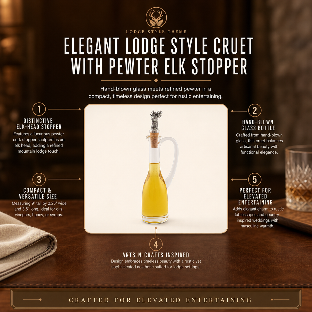Cruet Bottle with Pewter Elk Head Cork Stopper