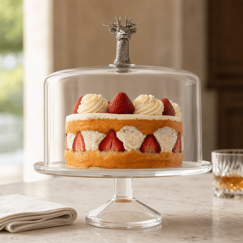 Elk Head Knob Glass Covered Cake / Dessert Stand