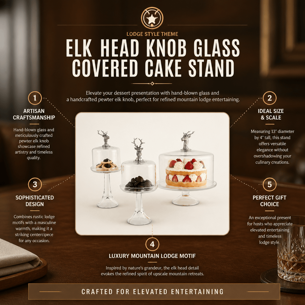 Elk Head Knob Glass Covered Cake / Dessert Stand