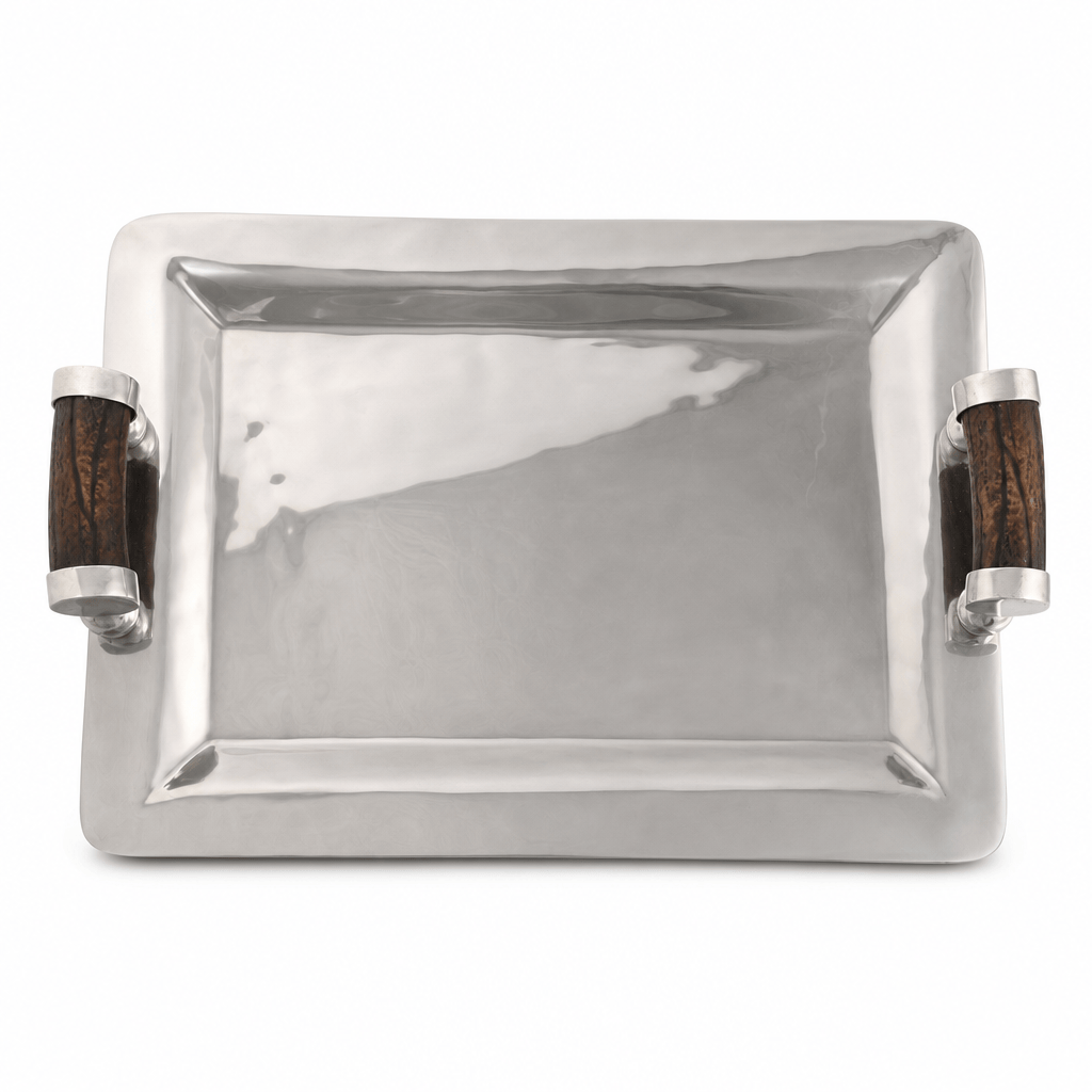 Stainless Serving Tray Composite Antler Handles