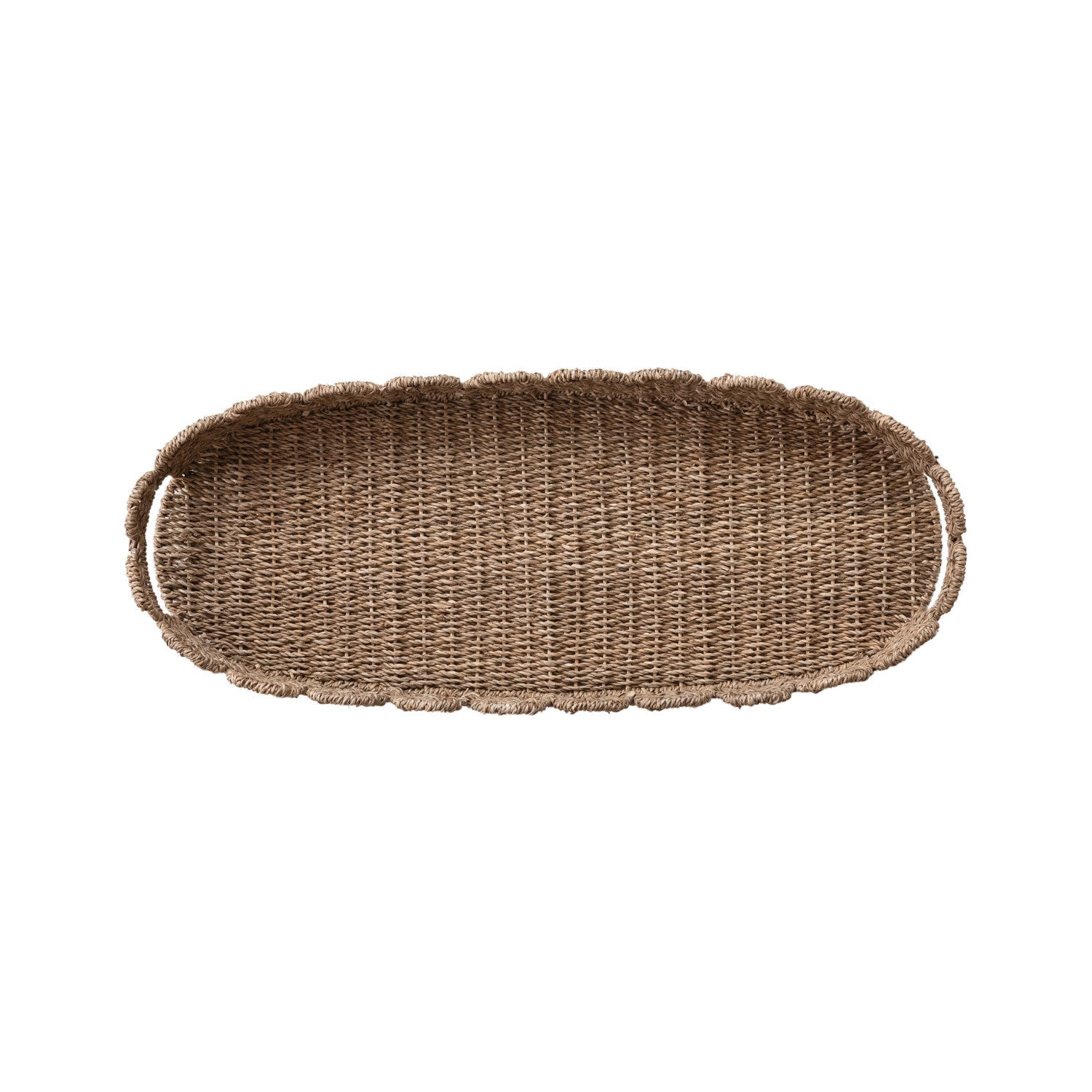 Hand-Woven Bankuan Scalloped Tray with Handles